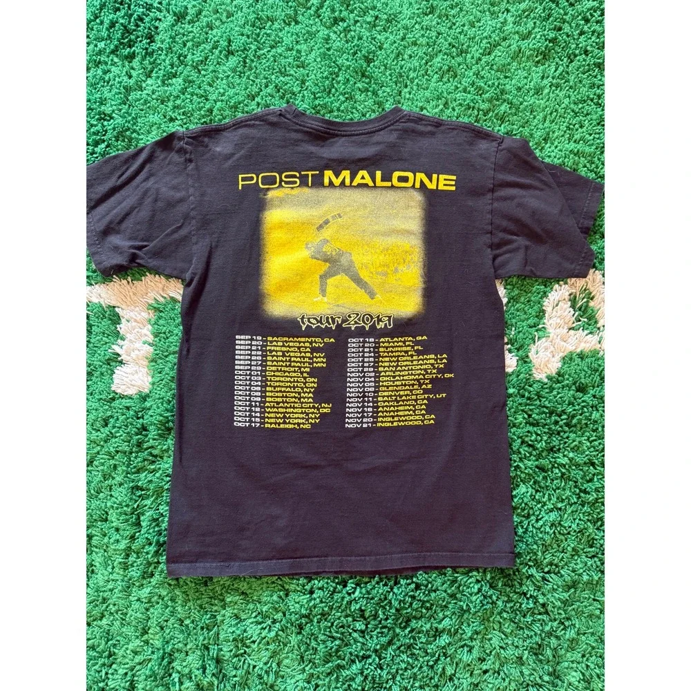 Post Malone 2019 Runaway Tour Graphic T-Shirt Black Yellow Mens Small S - Picture 5 of 6
